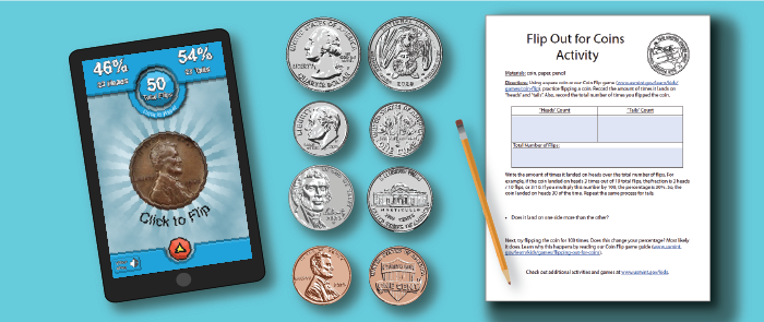 kids coin flip activity materials