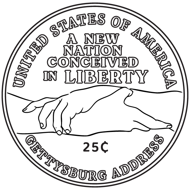 Gettysburg Address Quarter  - back image