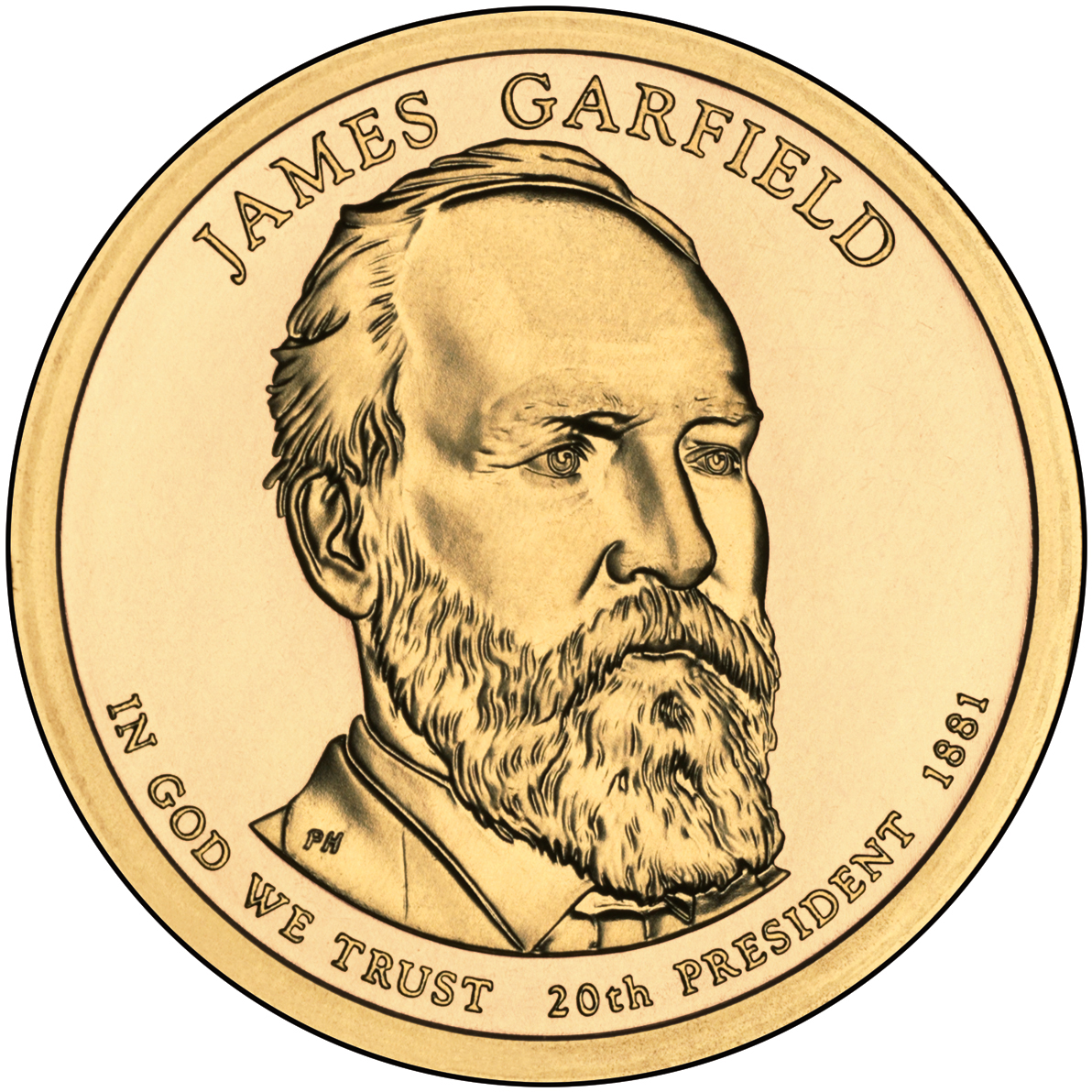 2011 Presidential Dollar Coin James Garfield Uncirculated Obverse