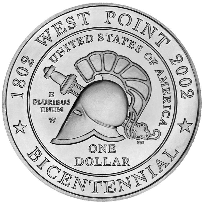 2002 West Point Bicentennial Commemorative Silver One Dollar Uncirculated Reverse