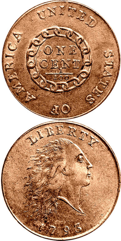 1793 Cent: In March of 1793, the Mint made the first circulating coins: 11,178 copper cents. Silver coin production started the following year and gold coinage began in 1795.