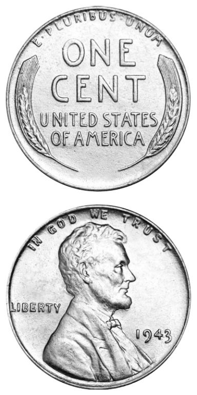 1943 Steel Penny: In 1943, copper was needed for war materials, so pennies were made out of zinc-coated steel. This made it hard to tell a dime from a penny. The 1943 Steel Penny was only made for one year.