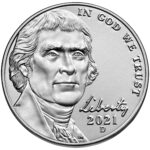 2021 Jefferson Nickel Uncirculated Obverse Denver