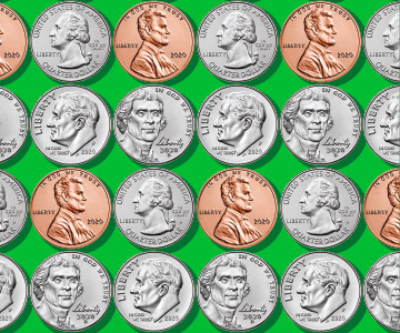 collage of coins