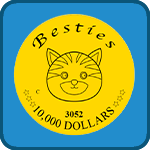 Making Change game icon; gold circle with cat image and writing